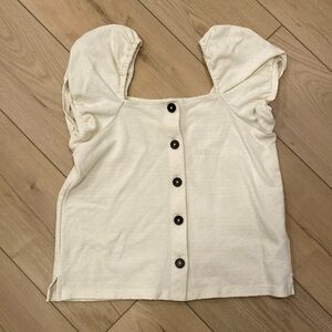 Madewell puff sleeve cotton/polyester top.